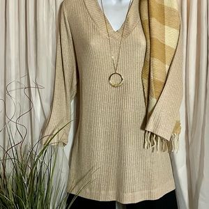 Lane Bryant Camel Sweater, V-Neck, Ribbed, Size 18/20